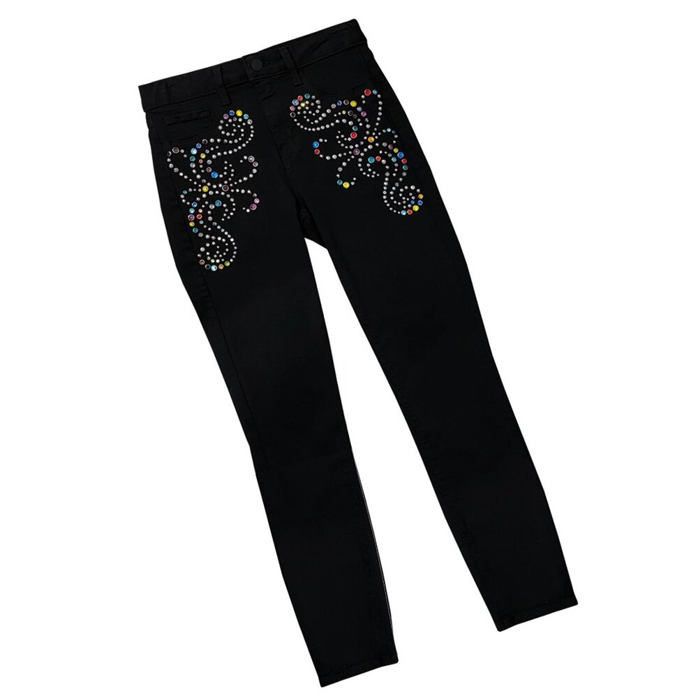 Magic Paisleys Embellished Women's Black Denims